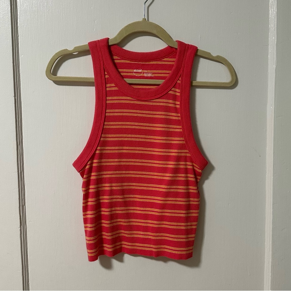 Aerie Pink and Yellow Striped Tank Top